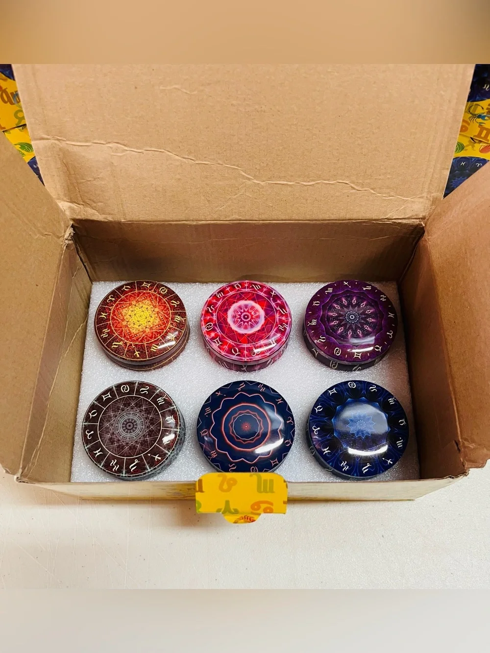 60 PCS 5 Boxes Constellation Patterns Candle Making Tin EMPTY 2.5oz